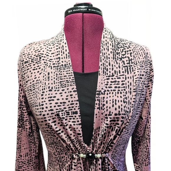 Notations Chic Blouse Abstract Design Pink Black - Picture 3 of 12